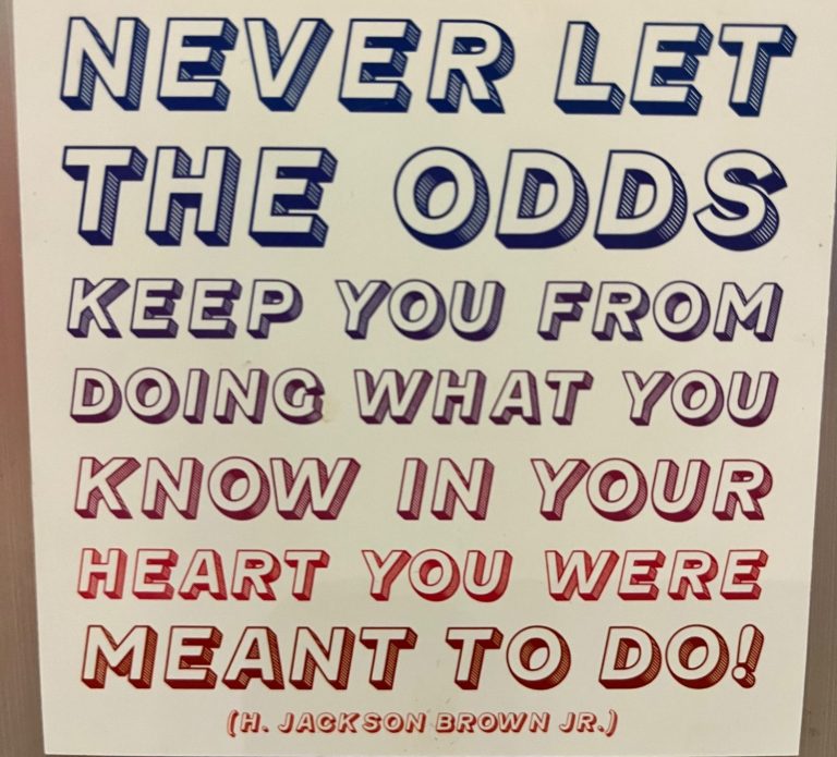 Never let the odds keep you doing from what you know in your heart you were meant to do - Fridge Magnet